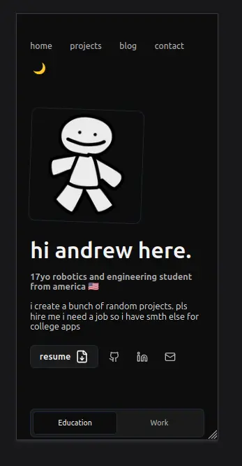 home page of the website with the toggle theme broken