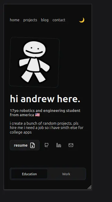 home page of the website with the toggle theme fixed