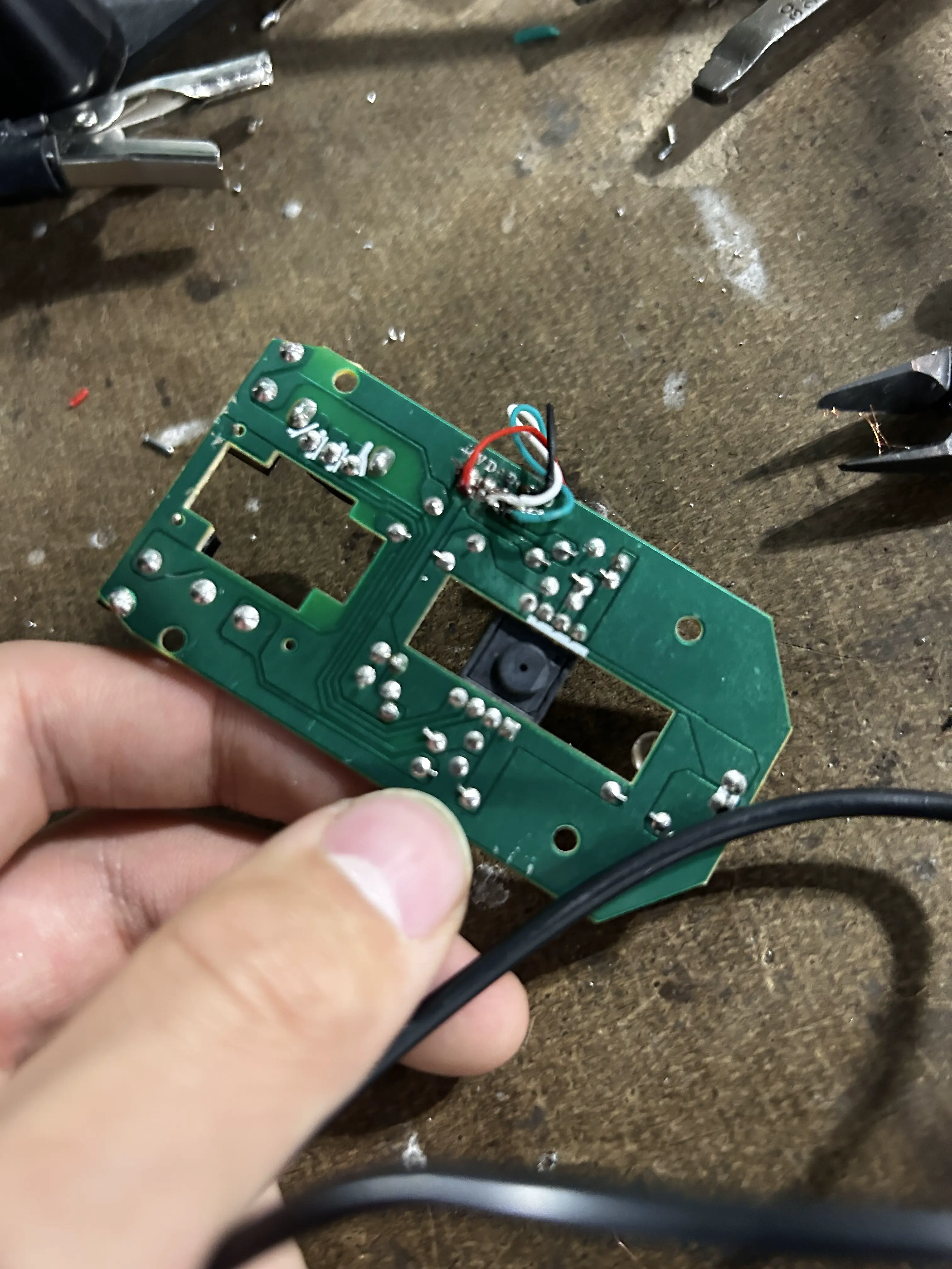 back of pcb after soldering attempt